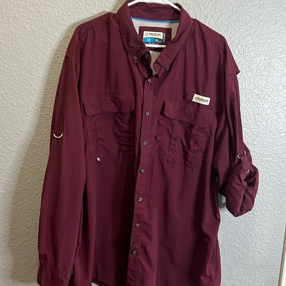 Magellan Outdoors Fish gear size 2XL maroon long sleeve NWT